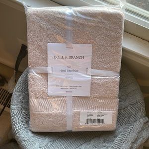 NWT Boll & Branch hand towel set in blush